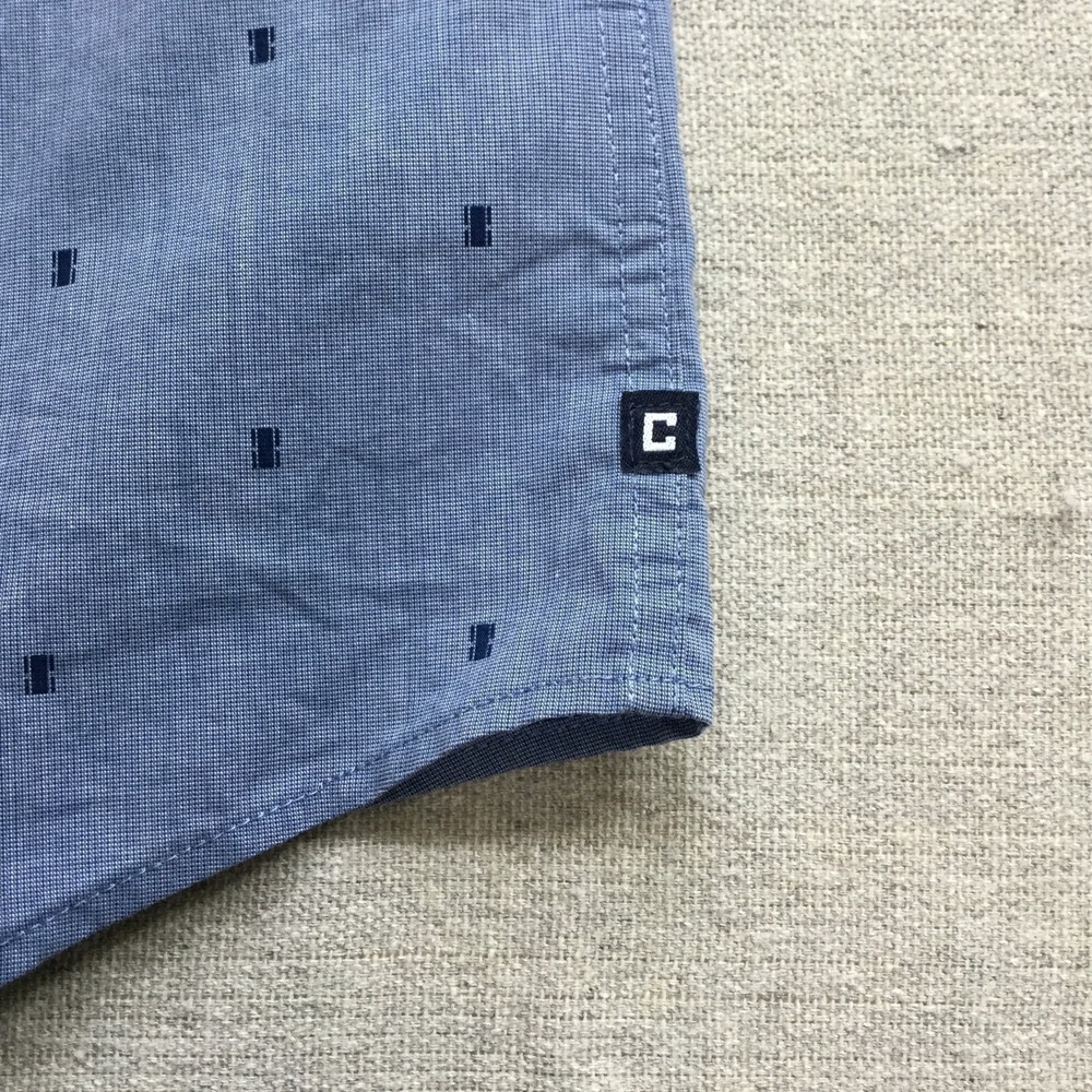 Chaps Button Down Shirt Mens M Blue Stretch Easy Care Geometric Long Sleeve - Picture 10 of 11